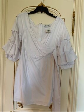 DO+BE White Ruffle Sleeve Wrap Tunic Top